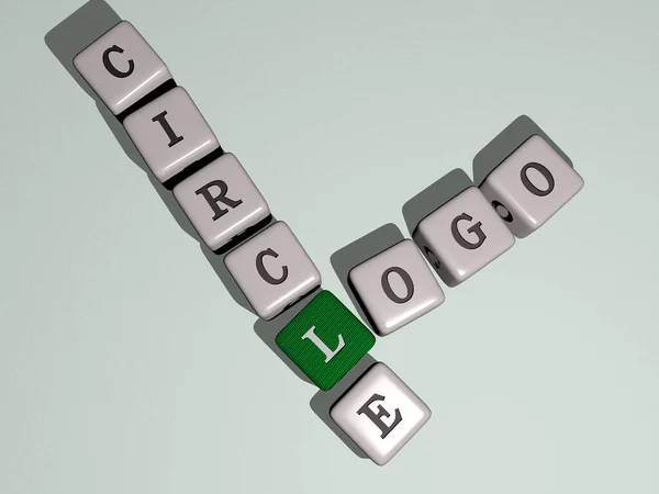 Logo Círculo Crucigrama Por Letras Dados Cúbicos Ilustración Para Diseño —  Fotos de Stock