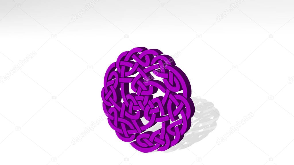 SYMMETRICAL PATTERN 3D drawing icon on white floor - 3D illustration for background and abstract
