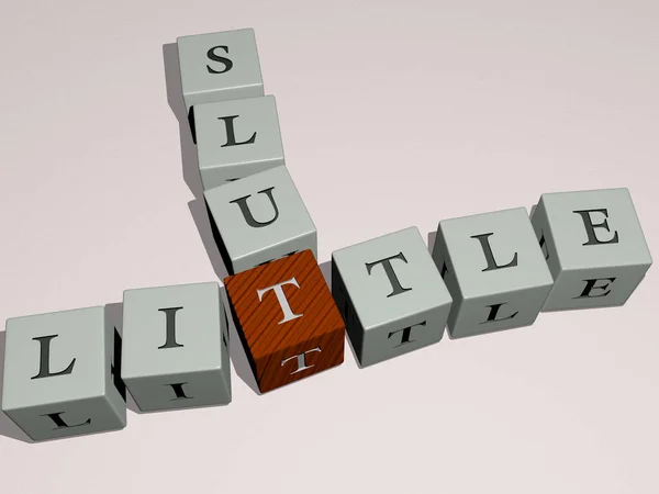 Little Slut Crossword Cubic Dice Letters Illustration Girl Child — Stock Fotó