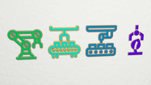 Robot Arm Icons Set Illustration — Stock Photo, Image