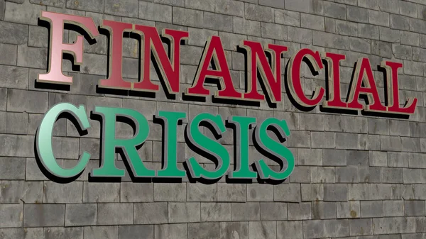 Pénzügyi Válság Szöveg Texturált Fal Illusztráció Üzleti Koncepció — Stock Fotó