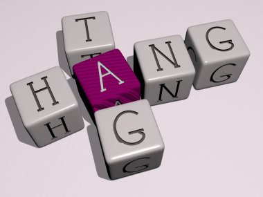 etiket bulmacasını küp zar harfleriyle as - arkaplan ve asılma için 3B illüstrasyon