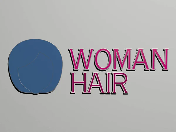 Woman Hair Icoon Tekst Muur Illustratie Voor Mooi Jong — Stockfoto