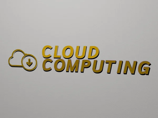 Cloud Computing Εικονίδιο Και Κείμενο Στον Τοίχο Εικονογράφηση Για Φόντο — Φωτογραφία Αρχείου