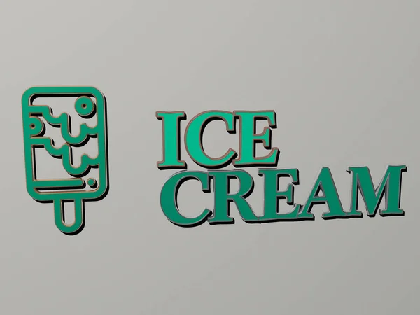 Ice Cream Icon Text Wall Illustration Background Cold — Stock Photo, Image