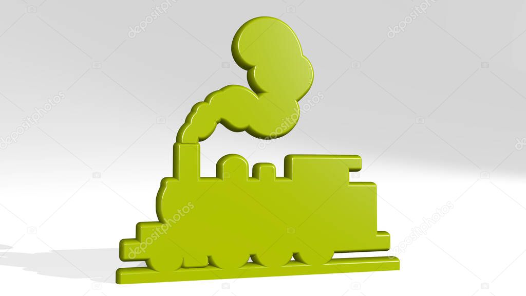 LOCOMOTIVE TRAIN 3D icon casting shadow - 3D illustration for railway and steam