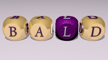 Kübik zar harflerinden BALD metin - arkaplan ve kartal için 3D illüstrasyon