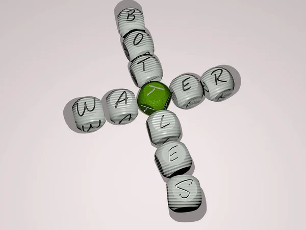 Water Bottles Kruiswoordraadsel Van Dobbelstenen Letters Kleur Illustratie Voor Achtergrond — Stockfoto