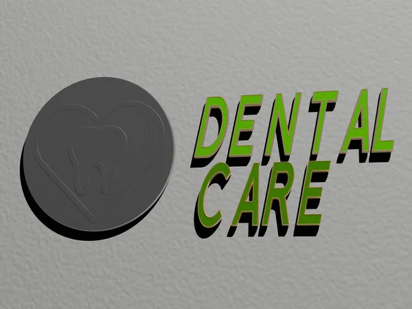 Dental Care Icon Text Wall Illustration Dentist Dentistry — Stock Photo, Image