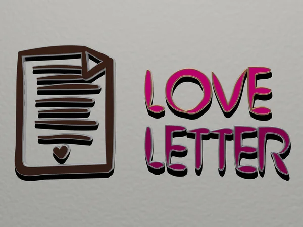 Love Letter Icono Texto Pared Ilustración Para Fondo Corazón — Foto de Stock