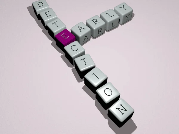 breast cancer awareness: early detection crossword by cubic dice letters - 3D illustration for morning and beautiful