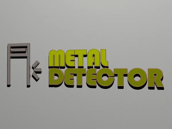 Значок Текст Metal Detector Стене Трехмерная Иллюстрация Фона Абстракции — стоковое фото
