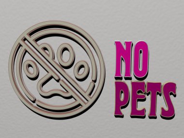 evcil hayvan simgesi yok ve duvarda metin yok - hayvan ve köpek için 3D illüstrasyon