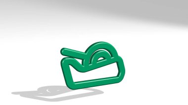 Ofis TAPE 3D simge döküm gölge - iş ve iş adamı için 3D illüstrasyon