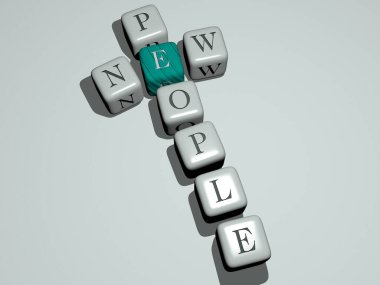 yeni insanlar küp zar harfleriyle bulmaca çözüyorlar - iş ve geçmiş için 3D çizim