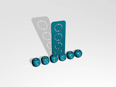 Kübik harfler üzerinde SOCKET 3D simgesi - arkaplan ve elektrik için 3D illüstrasyon