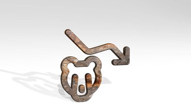 Tasarruf köpek koruması yerde duran 3D simgesini azalttı - konsept ve para için 3D illüstrasyon