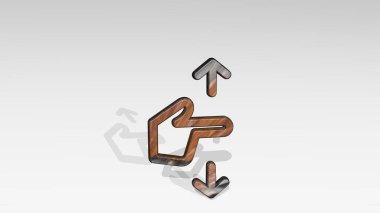 jest kaydırma dikey 3D simgesi zemin üzerinde duruyor - arkaplan ve el için 3D illüstrasyon