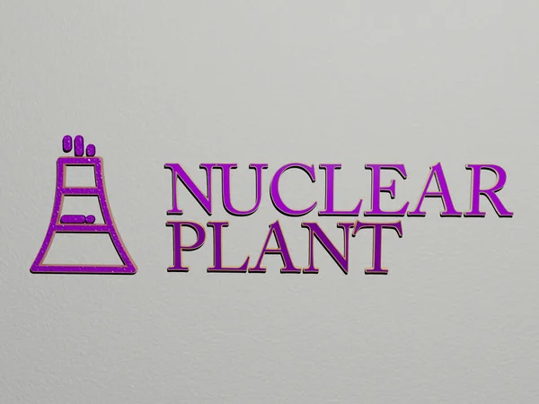 Icoon Tekst Van Kerncentrale Muur Illustratie Voor Kracht Achtergrond — Stockfoto