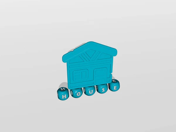 House Cubic Letters Icon Top Illustration Building Architecture — Stock Photo, Image