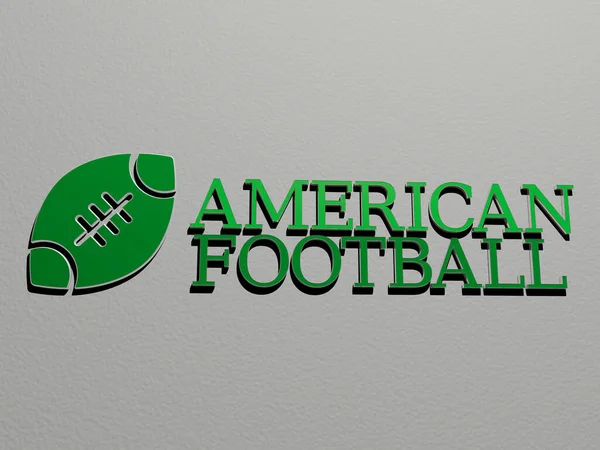 American Football Εικονίδιο Και Κείμενο Στον Τοίχο Εικονογράφηση Για Φόντο — Φωτογραφία Αρχείου