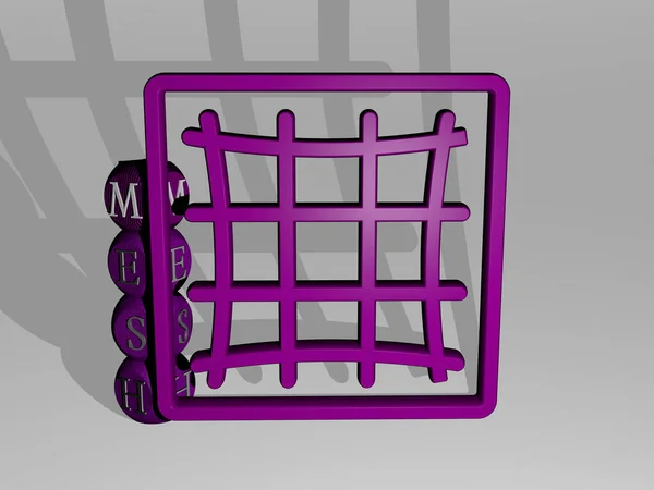 Mesh 아이콘과 주사위 텍스트 배경을 — 스톡 사진