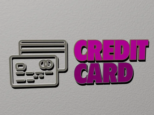 Credit Card Symbol Und Text Der Wand Illustration Für Unternehmen — Stockfoto