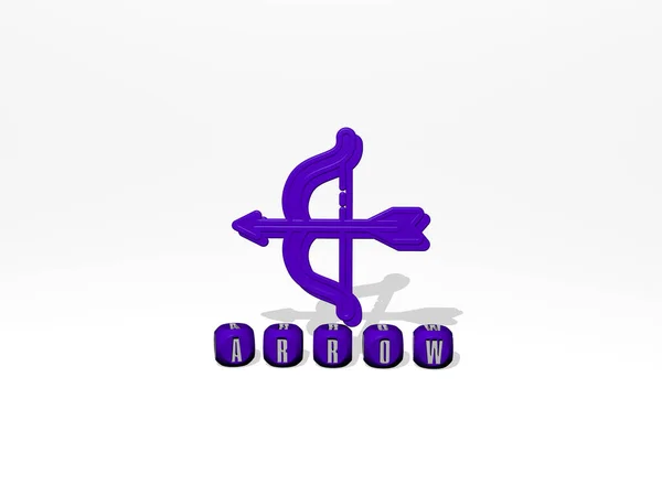Icono Flecha Sobre Letras Cúbicas Ilustración Para Fondo Diseño —  Fotos de Stock