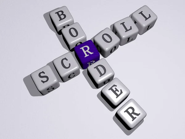 Scroll Border Keresztrejtvény Kocka Betűkkel Illusztráció Háttér Design — Stock Fotó