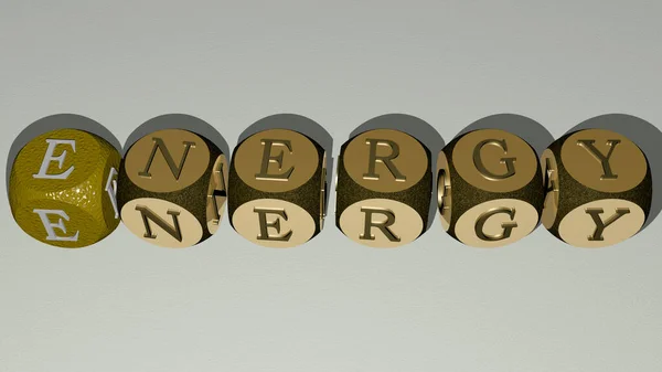 Energía Combinada Por Letras Dados Cruce Color Para Los Significados — Foto de Stock