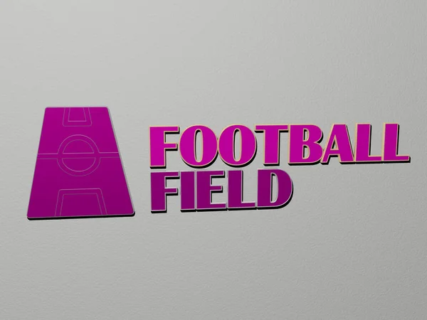 Fußballfeld Symbol Und Text Der Wand Illustration Für Fußball Und — Stockfoto