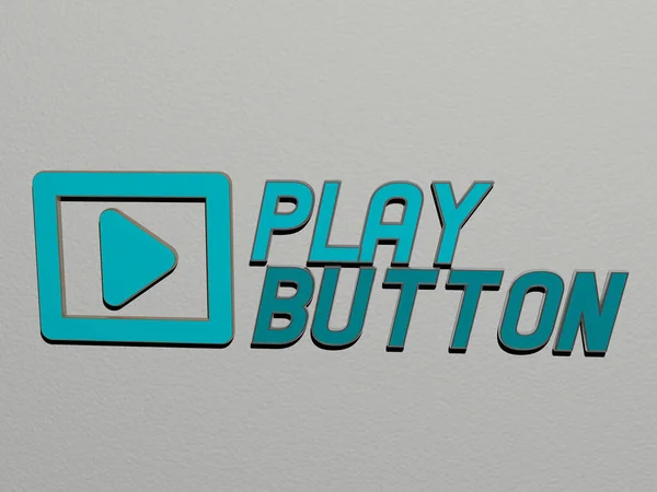 Піктограма Текст Play Button Стіні Ілюстрація Фону Гри — стокове фото