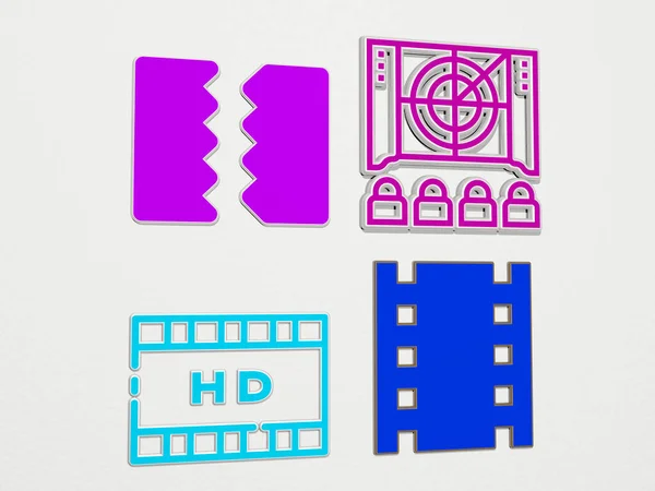 Movie Icons Set Illustration Cinema Film — Stock Photo, Image