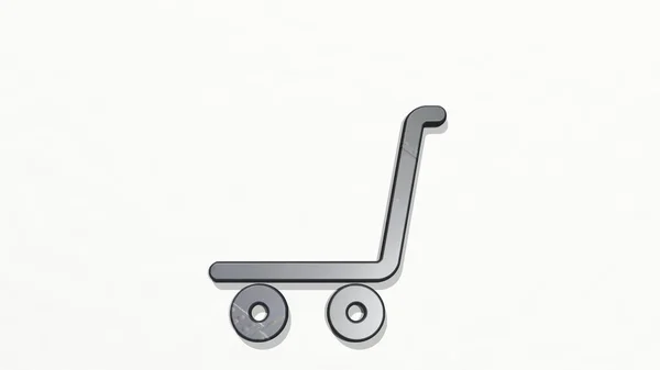 Shopping Cart Empty Icon Wall Illustration Background Business — Stock Photo, Image