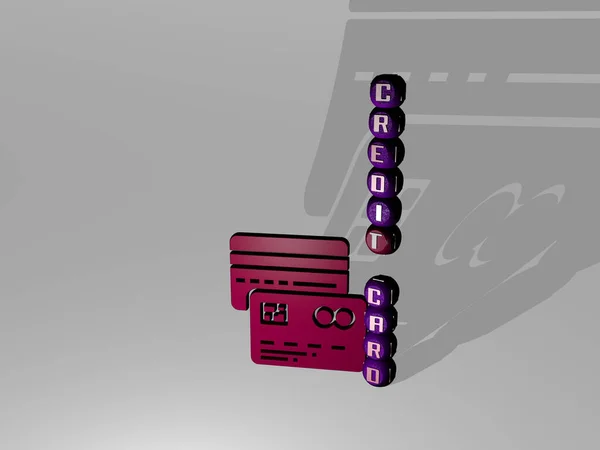 Κείμενο Πιστωτικής Κάρτας Δίπλα Στο Εικονίδιο Εικονογράφηση Για Επιχειρήσεις Και — Φωτογραφία Αρχείου