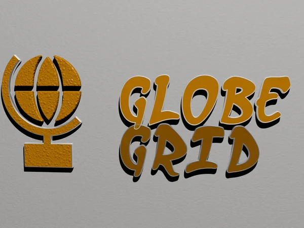 Значок Globe Grid Текст Стене Иллюстрация Фона Земли — стоковое фото