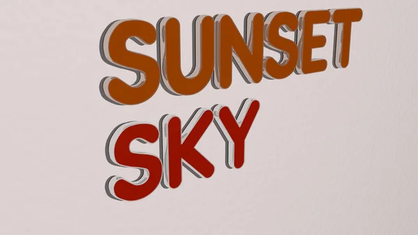 壁のSunset Skyテキスト 美しいと背景のための3Dイラスト — ストック写真