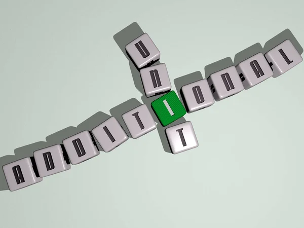 三角形ダイス文字による追加のユニットのクロスワード 背景とデザインのための3Dイラスト — ストック写真