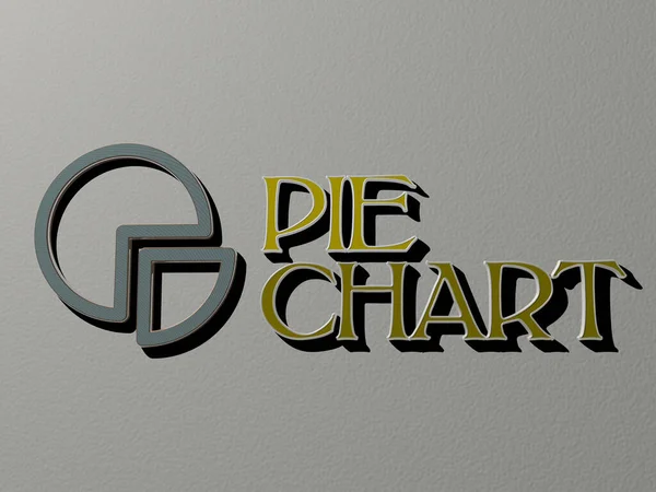 Ícone Pie Chart Texto Parede Ilustração Para Fundo Bolo — Fotografia de Stock