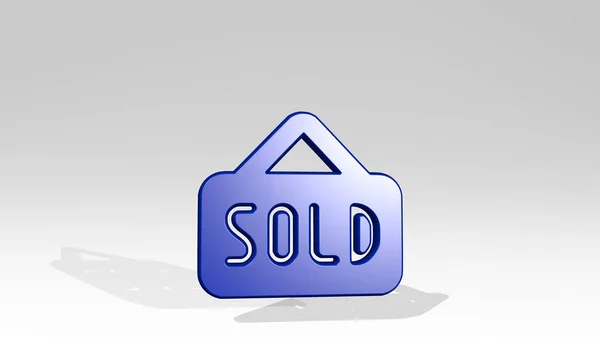 Real Estate Sign Board Sold Icon Casting Shadow Illustration House — Stock Photo, Image