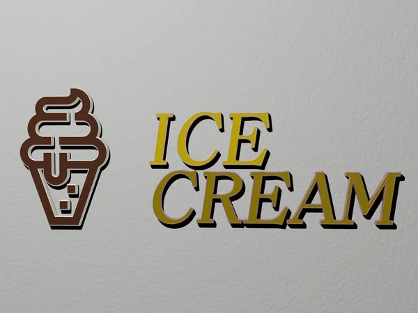 Dondurma Simgesi Metin Duvarda Arkaplan Soğuk Için Illüstrasyon — Stok fotoğraf