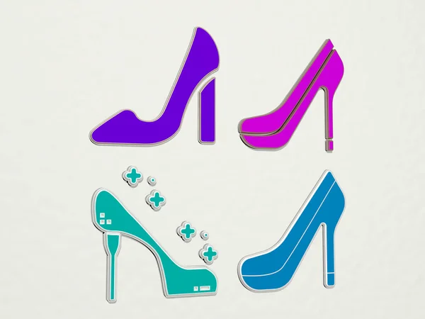 Absatz Icons Set Illustration Für High Und Schuhe — Stockfoto