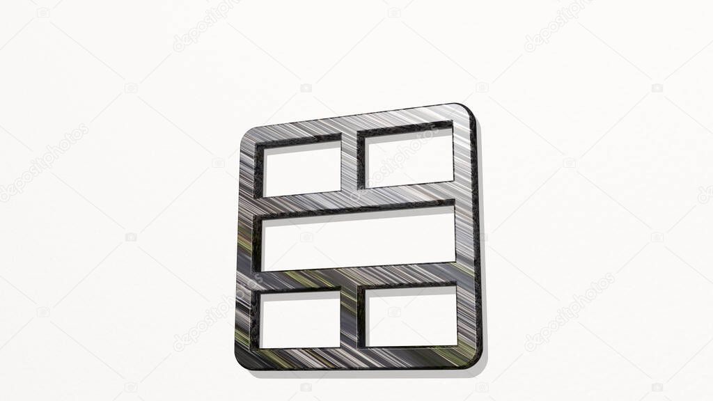 composition layout 3D icon on the wall - 3D illustration for background and abstract