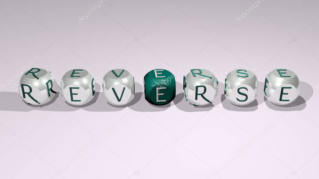 hair care: reverse text of cubic individual letters - 3D illustration for coin and background