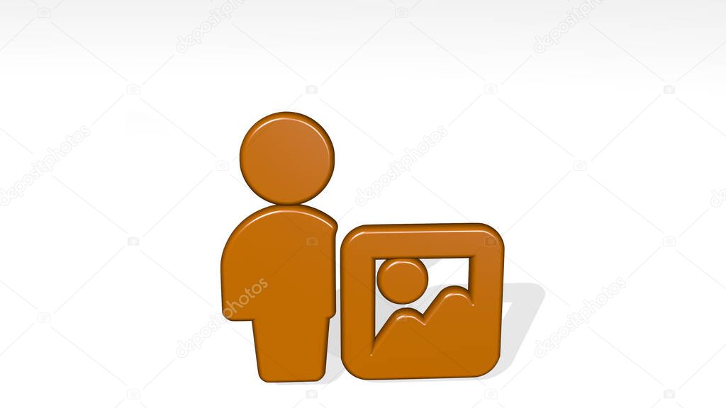 single neutral actions image 3D icon casting shadow - 3D illustration for background and isolated