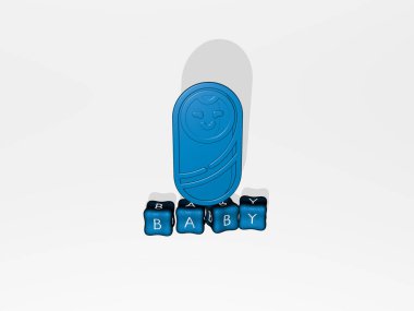 BABY 3D küp metin simgesi - şirin ve çocuk için 3D illüstrasyon
