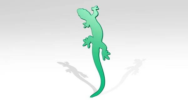 Lizard Icon Casting Shadow Ilustración Para Animales Fondos — Foto de Stock