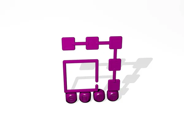 立方体文字の上にEdit 3Dアイコン 簡単かつ分離のための3Dイラスト — ストック写真