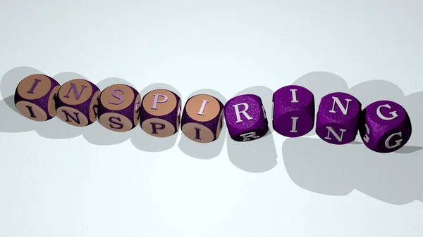 INSPIRING text by dancing dice letters - 3D illustration for quote and background