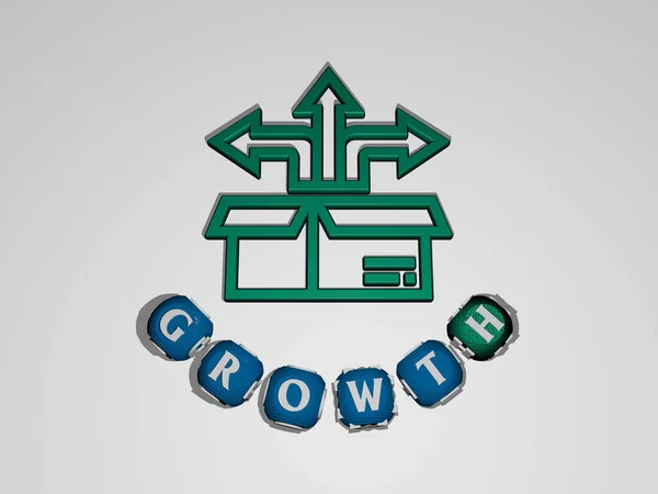 Growth Text Icon Illustration Background Business — Stock Photo, Image
